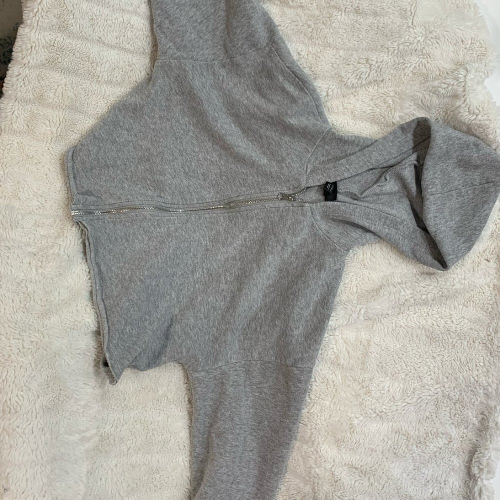 Grey Cropped Hoodie